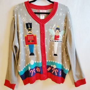 V neck Ugly Christmas sweater size XL